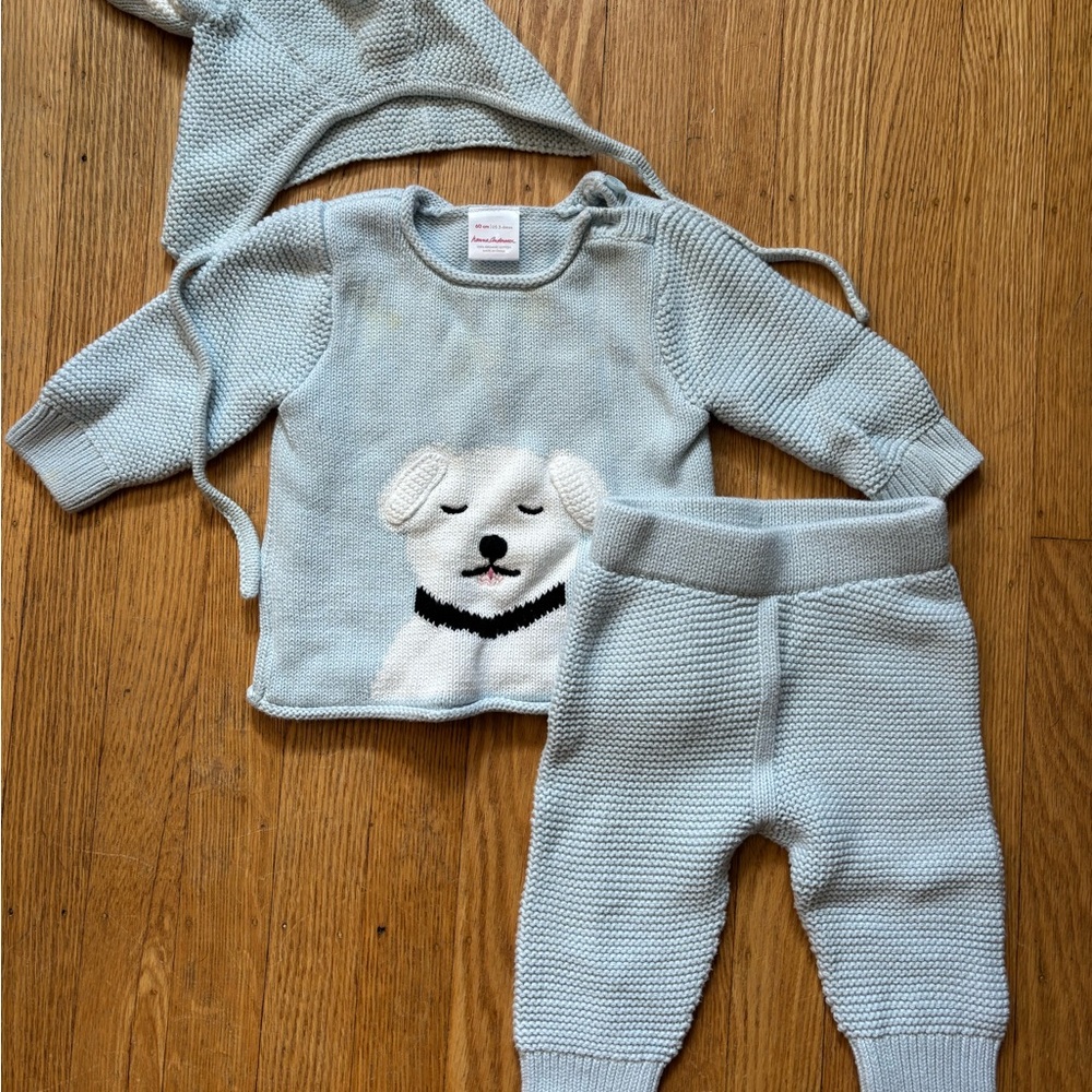 Hanna Andersson Blue Knit Baby Outfit